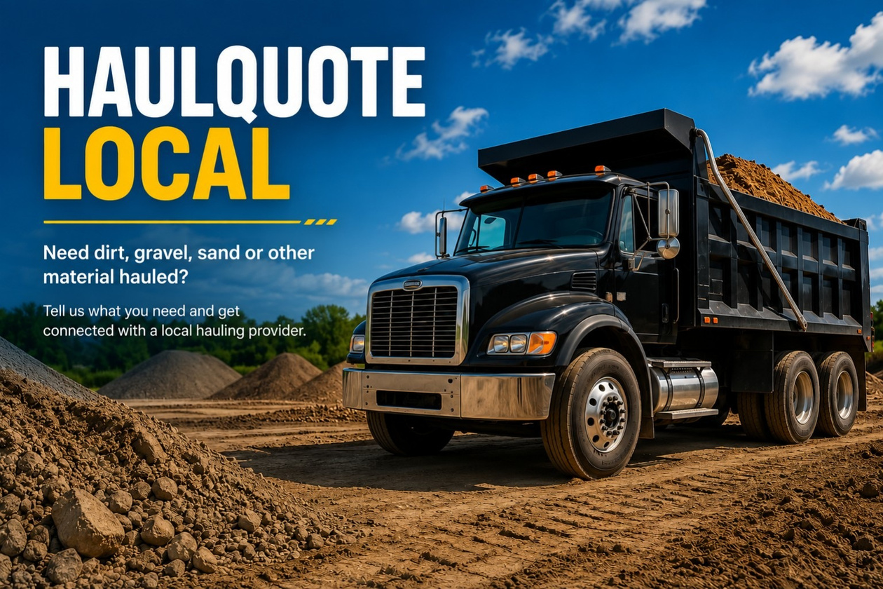 Dump truck providing local dirt, gravel, sand and material hauling services